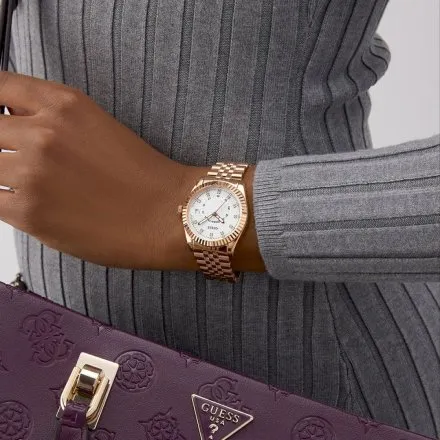 Guess Jada zegarek damski różowozłoty srebrna tarcza GW0936L4