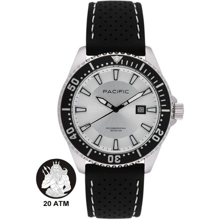 Pacific Poseidon SMPA-2001-06 srebrny męski zegarek wodoodporny 200M