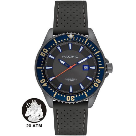 Pacific Poseidon SMPA-2001-08 szary męski zegarek wodoodporny 200M