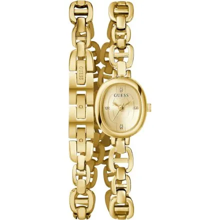 Guess Vivian złoty zegarek damski na podwójnej bransolecie GW0940L2