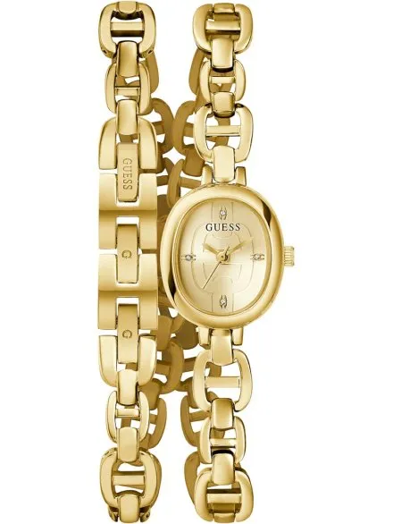 Guess Vivian złoty zegarek damski na podwójnej bransolecie GW0940L2
