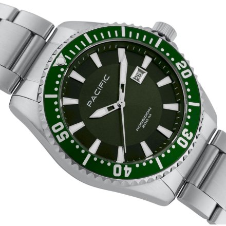 Pacific Poseidon SMPB-2001-07 zielony męski zegarek na bransolecie wodoodporny 200M