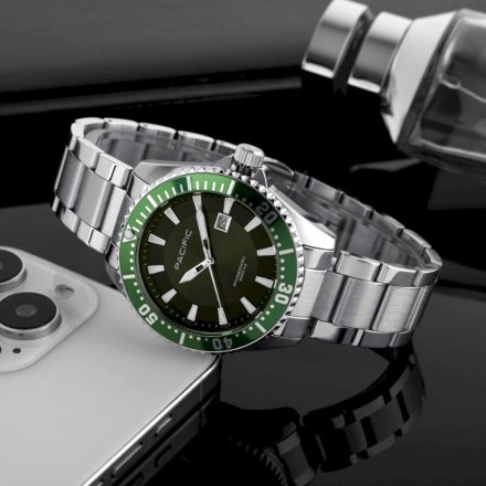 Pacific Poseidon SMPB-2001-07 zielony męski zegarek na bransolecie wodoodporny 200M