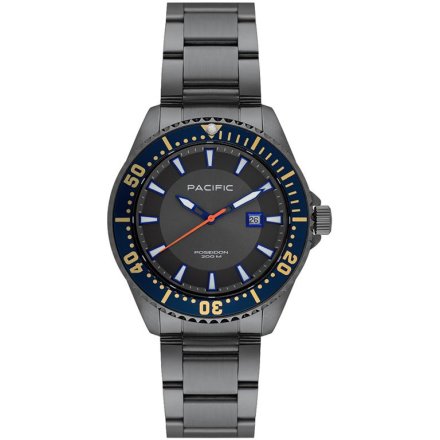 Pacific Poseidon SMPB-2001-08 szary męski zegarek na bransolecie wodoodporny 200M