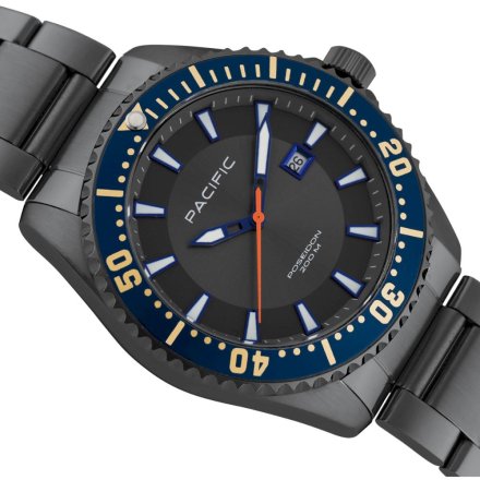 Pacific Poseidon SMPB-2001-08 szary męski zegarek na bransolecie wodoodporny 200M