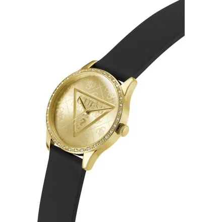 Guess Roxy zegarek damski złoty na czarnym pasku GW0942L2