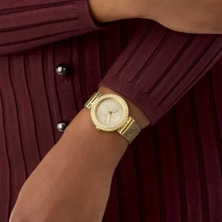 Guess Ivy zegarek damski złoty z kryształkami na pasku GW0943L2