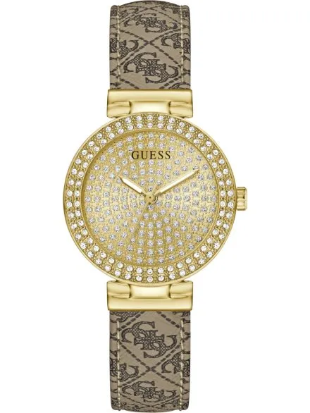 Guess Ivy zegarek damski złoty z kryształkami na pasku GW0943L2