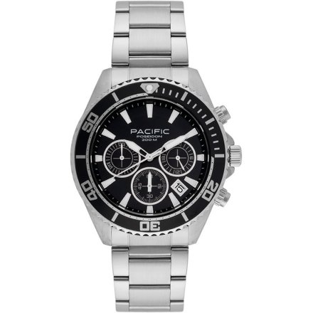 Pacific Poseidon SMPB-2004-01 czarny męski zegarek na bransolecie chronograf 200M