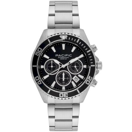 Pacific Poseidon SMPB-2004-01 czarny męski zegarek na bransolecie chronograf 200M
