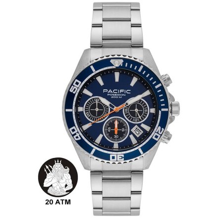 Pacific Poseidon SMPB-2004-02 niebieski męski zegarek na bransolecie chronograf 200M