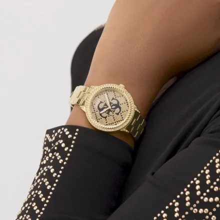 Guess Lace złoty zegarek damski na bransolecie kryształki GW0944L2