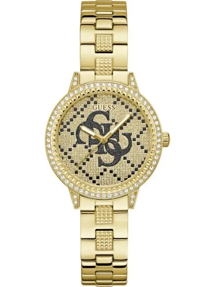Guess Lace złoty zegarek damski na bransolecie kryształki GW0944L2