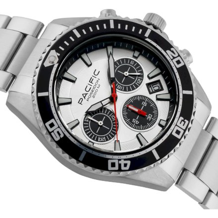 Pacific Poseidon SMPB-2004-03 srebrny męski zegarek na bransolecie chronograf 200M