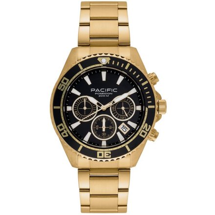 Pacific Poseidon SMPB-2004-04 złoty męski zegarek na bransolecie chronograf 200M