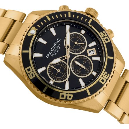 Pacific Poseidon SMPB-2004-04 złoty męski zegarek na bransolecie chronograf 200M