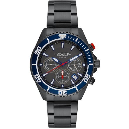 Pacific Poseidon SMPB-2004-05 szary męski zegarek na bransolecie chronograf 200M