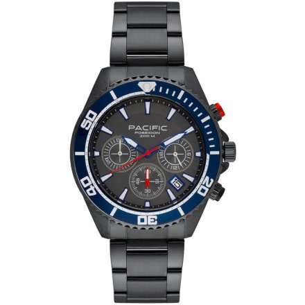 Pacific Poseidon SMPB-2004-05 szary męski zegarek na bransolecie chronograf 200M