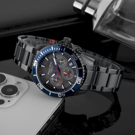 Pacific Poseidon SMPB-2004-05 szary męski zegarek na bransolecie chronograf 200M