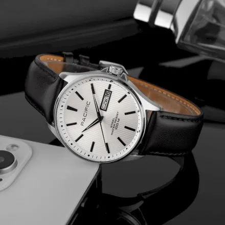Pacific SMA-1075D-01 elegancki męski zegarek z polskim datownikiem i wodoszczelnością 100M