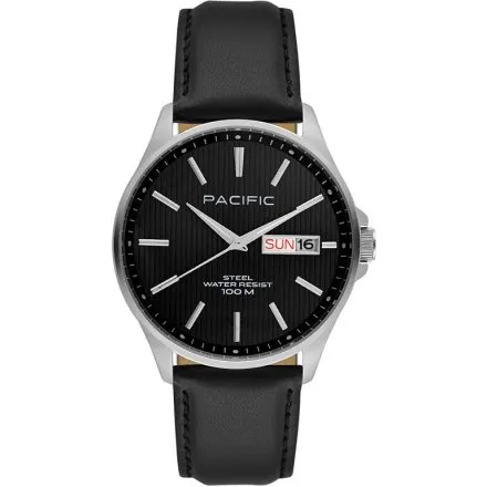 Pacific SMA-1075D-02 czarny męski zegarek z polskim datownikiem i wodoszczelnością 100M