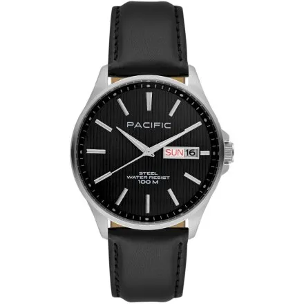 Pacific SMA-1075D-02 czarny męski zegarek z polskim datownikiem i wodoszczelnością 100M