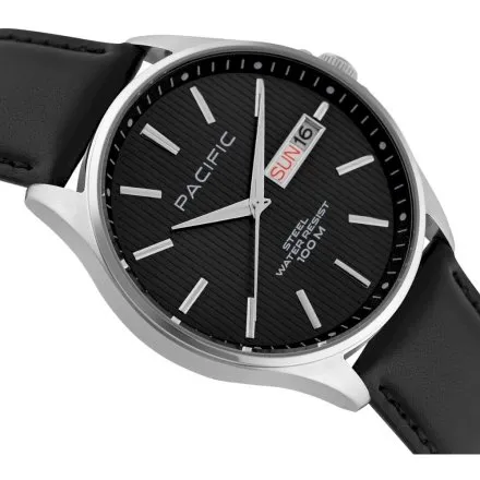 Pacific SMA-1075D-02 czarny męski zegarek z polskim datownikiem i wodoszczelnością 100M
