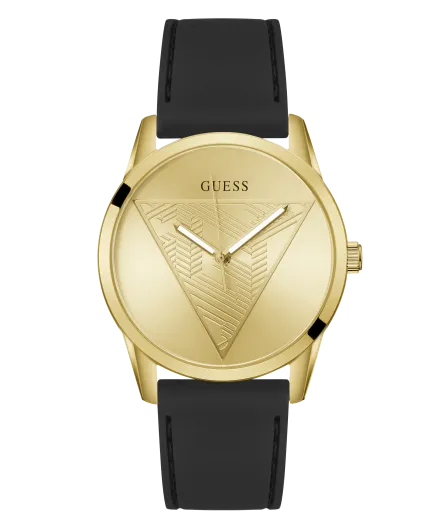 Guess Clark złoty zegarek męski z czarnym paskiem GW0957G2 