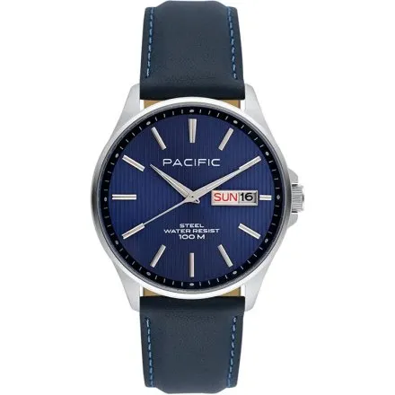 Pacific SMA-1075D-03 granatowy męski zegarek z polskim datownikiem i wodoszczelnością 100M