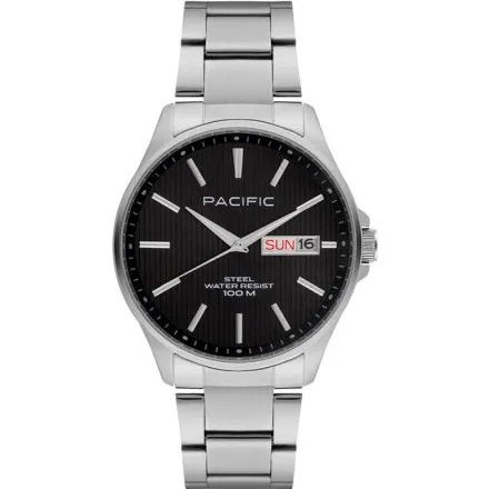 Pacific SMB-1075D-02 czarny męski zegarek z polskim datownikiem i wodoszczelnością 100M