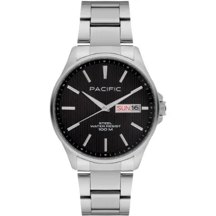 Pacific SMB-1075D-02 czarny męski zegarek z polskim datownikiem i wodoszczelnością 100M