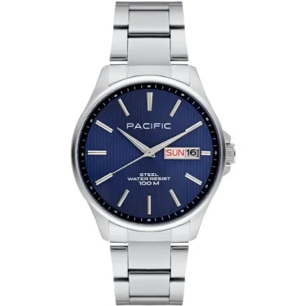 Pacific SMB-1075D-03 niebieski męski zegarek z polskim datownikiem i wodoszczelnością 100M