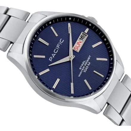 Pacific SMB-1075D-03 niebieski męski zegarek z polskim datownikiem i wodoszczelnością 100M