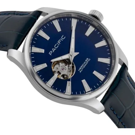 Pacific SAMA-1702-02 Automat granatowy męski zegarek open heart