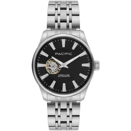 Pacific SAMA-1702-03 Automat na bransolecie czarny męski zegarek open heart