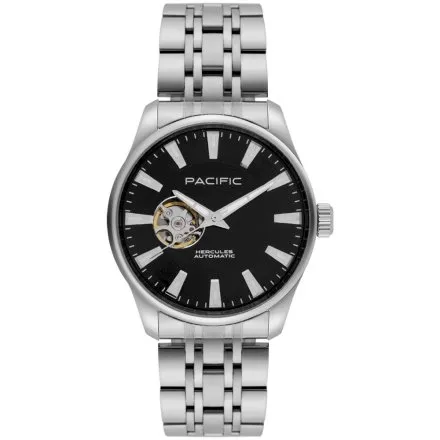 Pacific SAMA-1702-03 Automat na bransolecie czarny męski zegarek open heart