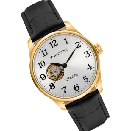 Pacific SAMA-1701-03 Automat złoty męski zegarek open heart