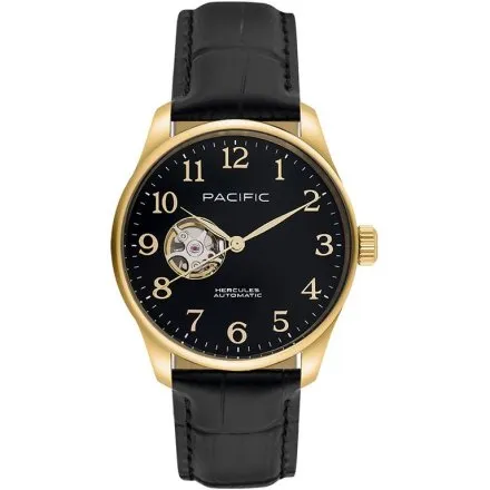 Pacific SAMA-1701-04 Automat złoto-czarny męski zegarek open heart