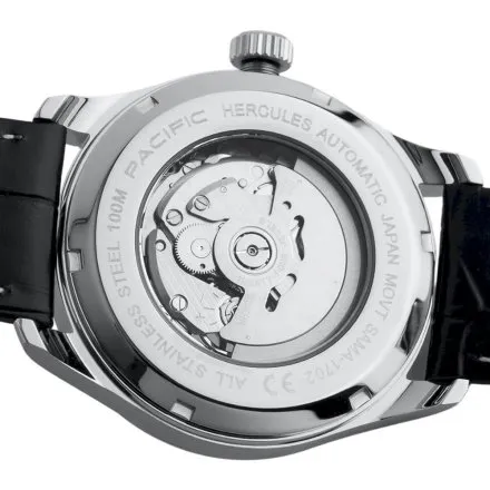 Pacific SAMB-1701-01 Automat srebrny męski zegarek na bransolecie open heart