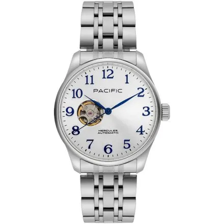 Pacific SAMB-1701-02 Automat srebrny męski zegarek na bransolecie open heart