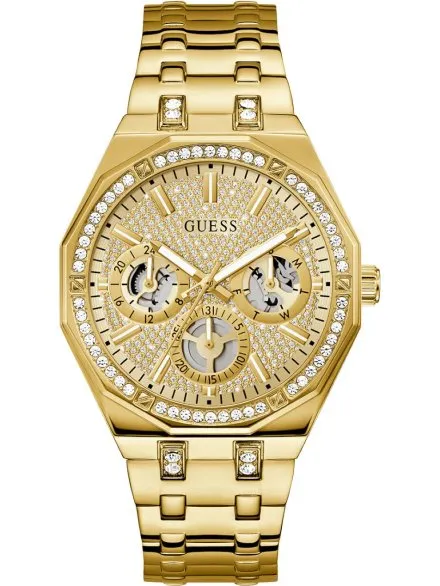 Guess Kryptonite złoty zegarek męski z kryształkami multidata GW0960G2