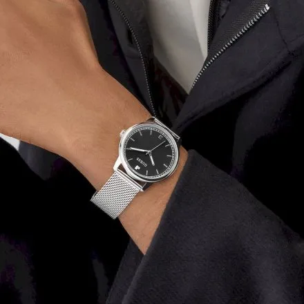 Guess Chandler zegarek męski srebrny czarna tarcza GW0974G1