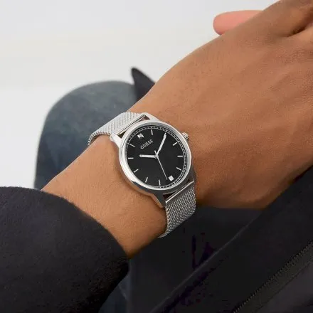 Guess Chandler zegarek męski srebrny czarna tarcza GW0974G1