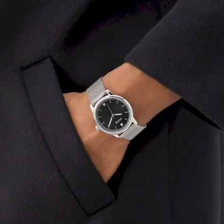 Guess Chandler zegarek męski srebrny czarna tarcza GW0974G1