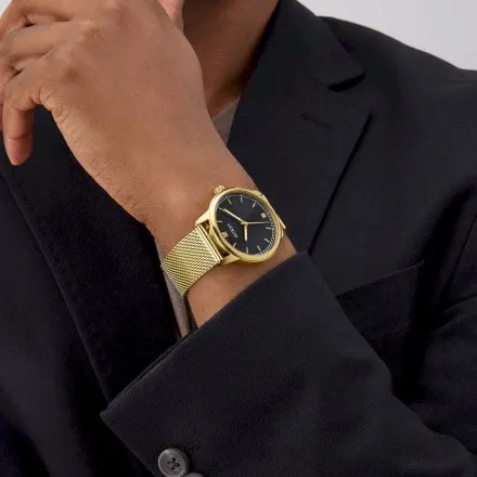 Guess Chandler zegarek męski złoty czarna tarcza GW0974G2