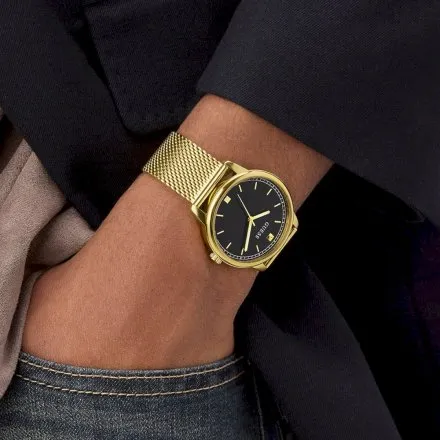 Guess Chandler zegarek męski złoty czarna tarcza GW0974G2