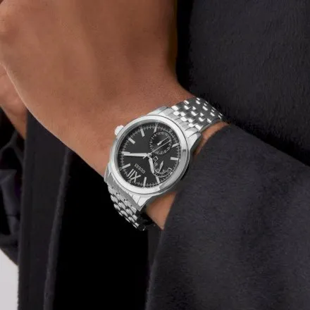 Guess Emerson zegarek męski srebrny czarna tarcza datownik GW0976G1