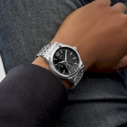 Guess Emerson zegarek męski srebrny czarna tarcza datownik GW0976G1