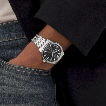 Guess Emerson zegarek męski srebrny czarna tarcza datownik GW0976G1