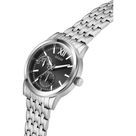 Guess Emerson zegarek męski srebrny czarna tarcza datownik GW0976G1